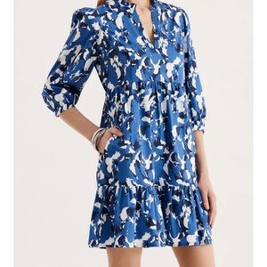 Blue and White Floral Women's Dress
